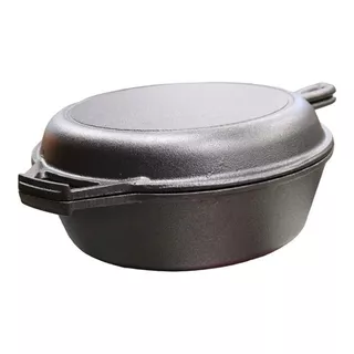 Horno Holandes Olla Sarten 2 En 1 Tipo Dutch Oven Hierro Color Negro