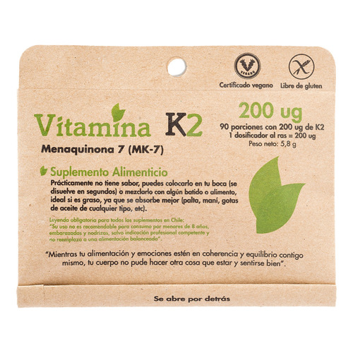 Vitamina K2 Dulzura (90 Porciones Con 200 Ug) Agro Servicio