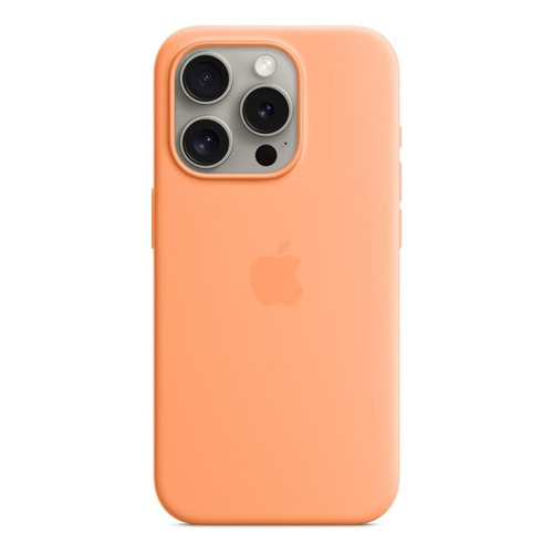 Funda Apple Silicona Magsafe iPhone 15 Pro Naranja Sorbete Orange Sorbet Liso