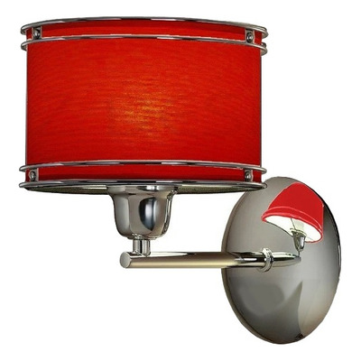 Aplique Pared Doble Aro Cromo Deco Moderno Apto Led Rojo