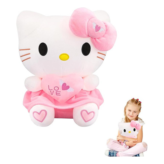 Peluche Hello Kitty Con Corazón Kawaii Para Regalo 30cm