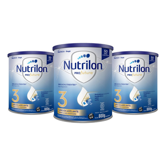 Leche En Polvo Nutrilon Profutura 3 En Lata 800g Pack X 3