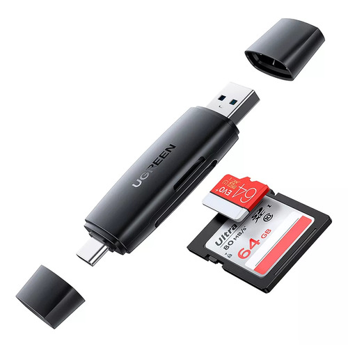 Ugreen Adaptador Doble Puerto USB-C/USB 3.0 Lector Tarjetas Memoria Sd TF