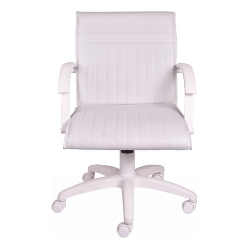 Silla de escritorio de Outlet Malbec bajo gamer ergonómica  blanca con tapizado de cuero sintético