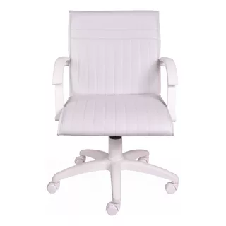 Silla De Escritorio De Outlet Malbec Bajo Gamer Ergonómica  Blanca Con Tapizado De Cuero Sintético