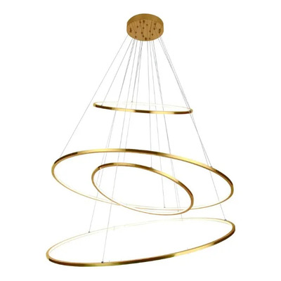 Colgante Moderno Hoop 809-d 4 Aros 100w 3000k Dim. Dorado Dorado