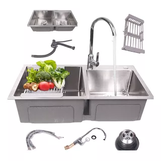 Fregadero Tarja De Acero Inox Con Grifo Kit Ranura Doble New