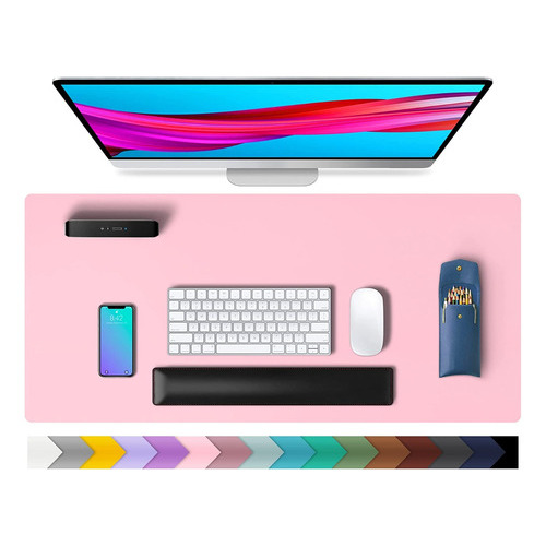 Desk Pad Escritorio Oficina Mouse Teclado Doble Faz 70x35cm Color Rosa/Aqua Diseño impreso DOBLE FAZ ROSA Y VERDE AGUA