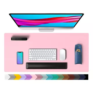 Desk Pad Escritorio Oficina Mouse Teclado Doble Faz 70x35cm Color Rosa/aqua Diseño Impreso Doble Faz Rosa Y Verde Agua