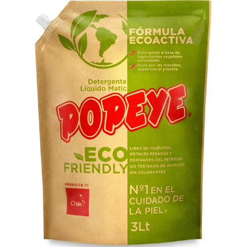 Detergente Popeye Eco Friendly Doypack 3l