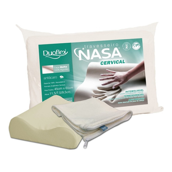 Almohada Cervical Anatomica Memoria Viscoelastica Nasa Color Beige