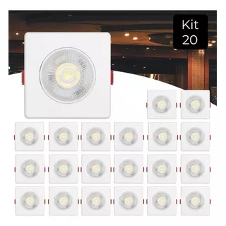 Kit 20 Spot Led 5w Dicróica Direcionável Quadrado Luz Quente Cor Branco Quente 110v/220v
