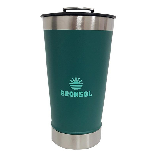 Vaso Termico Cervecero Broksol Destapador Verde 480ml Liso