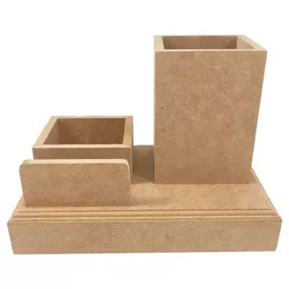 Porta Lápis Canetas Cartão E Clips Escritório Com Base Mdf