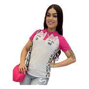 Camiseta Polo Piquet Planet Girls Estrelas Reduz Cintura