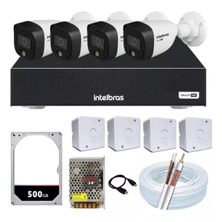 Kit 4 Cameras Intelbras Full Color 1080p Color Noite Dvr 8ch