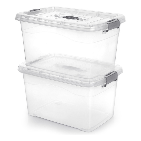 2 Cajas Organizadoras Plástica Transparente Extra Grande Y T