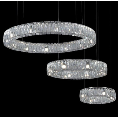 Colgante Aro Cristal Ring Ice 90cm Tensores En Base Pal Cromo