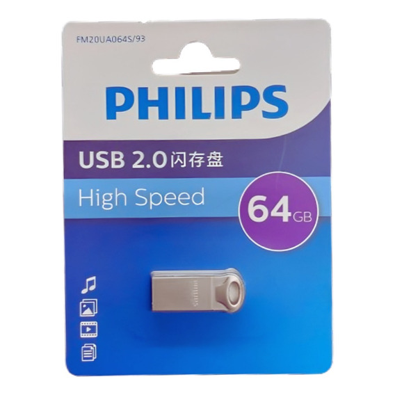 Memoria Usb 2.0 De 64 Gb Flash Alta Velocidad Metal Philips