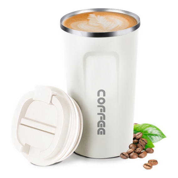 Termo Para Café Con Tapa De Acero Inoxidable - Onda Shop Color Blanco