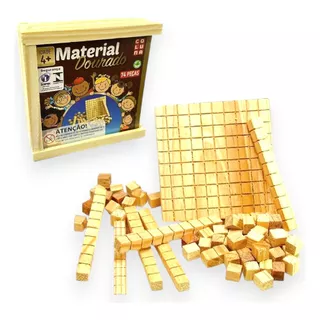 Material Dourado Educativo De Madeira Com 74 Pecas No Estojo