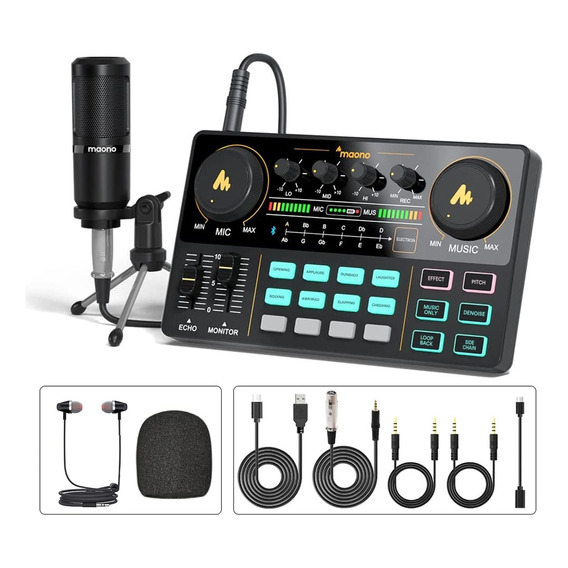 Mixer Interfaz Tarjeta Sonido Con Microfono Maono Am200-s1