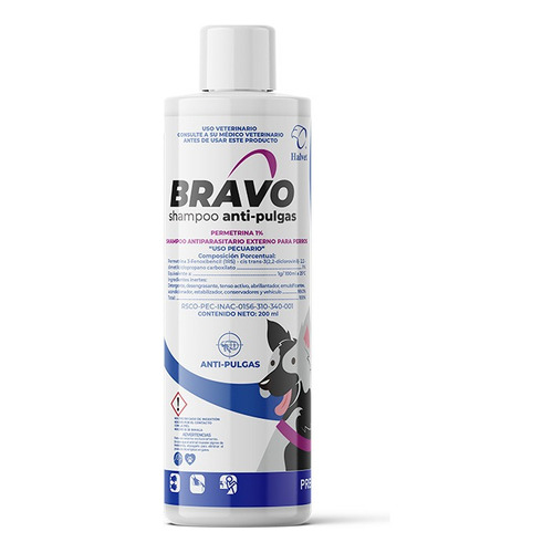 Bravo Shampoo Antipulgas Permetrina 200 Ml Para Perros