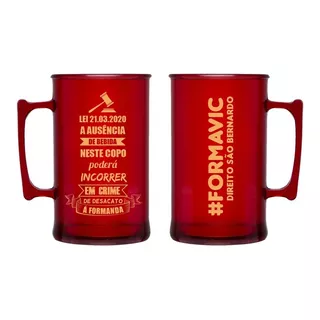 15 Caneca Acrílico Vermelho Chopp Personalizado Direito