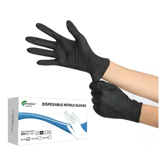 Guantes De Nitrilo De Látex Sin Polvo Blanco Azul Negro100pz