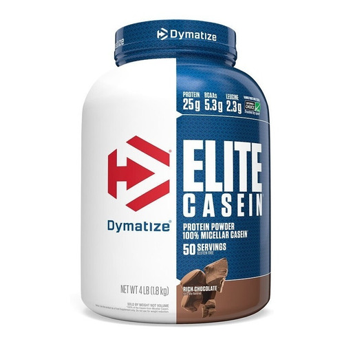 Suplemento en polvo Dymatize  Elite Casein proteínas sabor rich chocolate en pote de 1.8kg