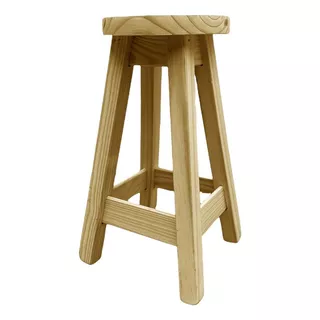 Banco Taburete Silla De Pino Natural 60cm Alto Redondo