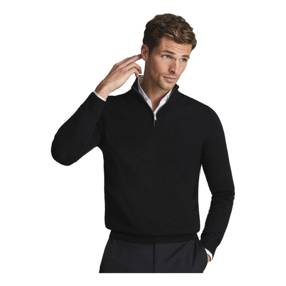 Sweater De Punto Con Cierre, Hombre, Cuello Subido 