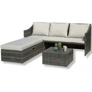 Juego Living Jardin Sofa Esquinero Rattan Diseño Premium Imp