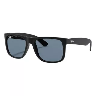 Anteojos De Sol Polarizados Ray-ban Justin Classic Rb4165l Large Con Marco De Nailon Color Matte Black, Lente Blue De Policarbonato Clásica, Varilla Matte Black De Nailon - Rb4165