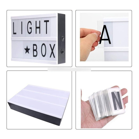 Pizarra Letrero Caja Led Luminoso Letras Intercabiables Cine