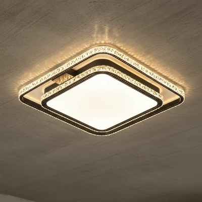 Plafon Moderno Praga Cuadarado Led Cct Diseño 50cm 62w Negro