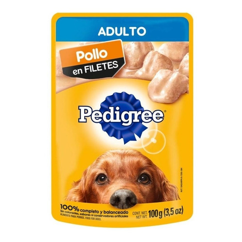 Alimento Pedigree En Filetes para perro adulto de raza  pequeña sabor pollo en sobre de 100g