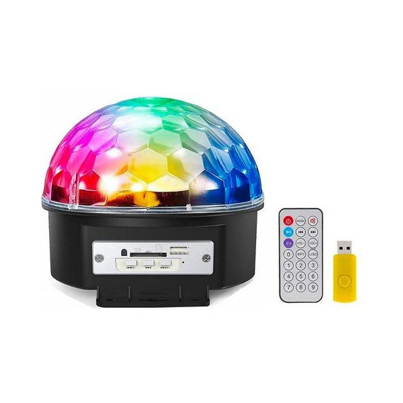 Parlante Media Esfera Luminosa Led Pendrive Y Control Remoto