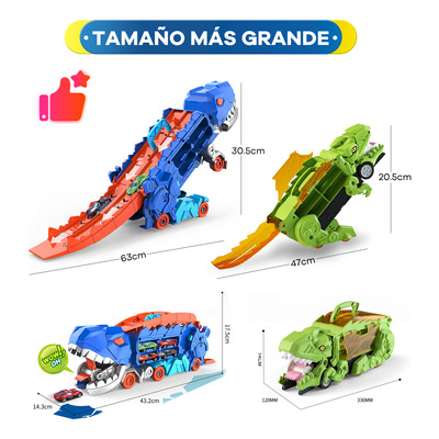 City Pista De Juguete Dinosaur Hauler Track Con 12 Coches