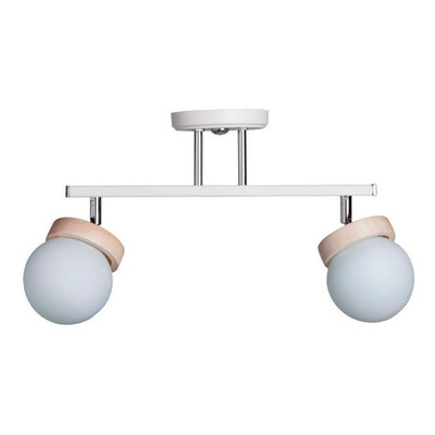 Aplique Sistema 2 Luces Elyn Madera Globo Opal G9 Blanco