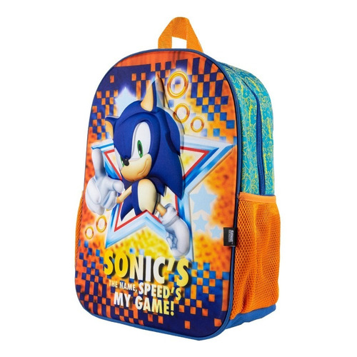 Mochila Escolar Sonic Speed My Game Edition Ginga Color Azul