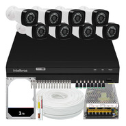 Kit Dvr Intelbras 8 Canais H.265 1tb 8 Câmeras Full Hd 20m