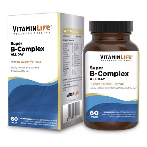 Super B-complex (60 Tabletas) Vitamin Life Sabor Sin Sabor