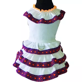 Vestido Para Perrita, Manta Blanca Y Cambaya Naranja