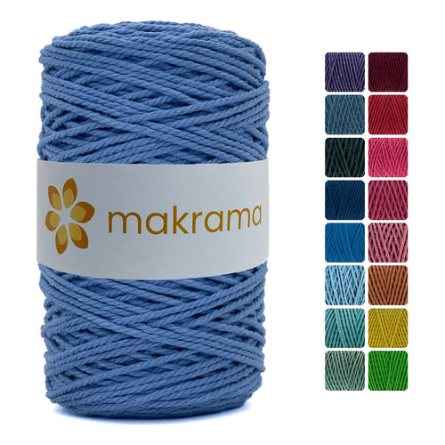 Cuerda Cordón De Algodón Para Macramé 2mm 500g Colores Color Azul Plumbago