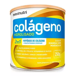 Colágeno Hidro 2 Em 1 Lata 250g Manga C/maracuja Maxinutri