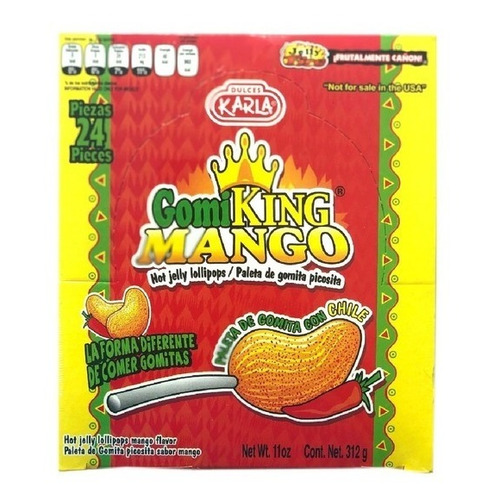 Paleta Gomi King sabor mango enchilada caja de 24 unidades