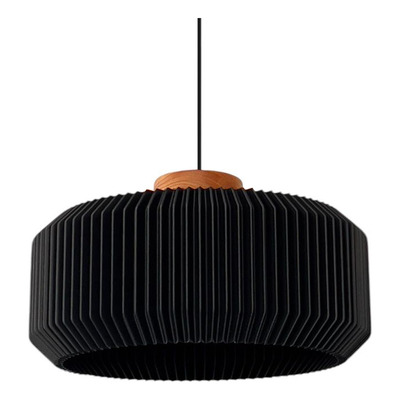 Colgante Teo Negro 40cm Sustentable Con Madera 3d Lmp