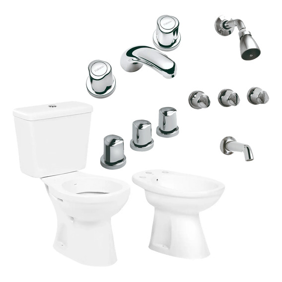 Inodoro Con Mochila Bidet Griferia Completo Peirano Dique