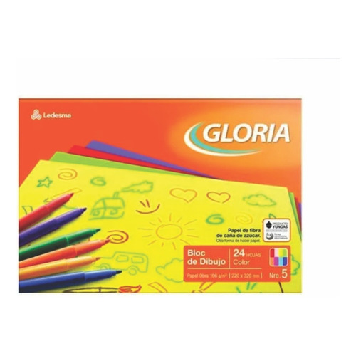 Block De Dibujo Gloria Tipo El Nene N°5 X 24 Hjs Color Color Colores surtidos Liso